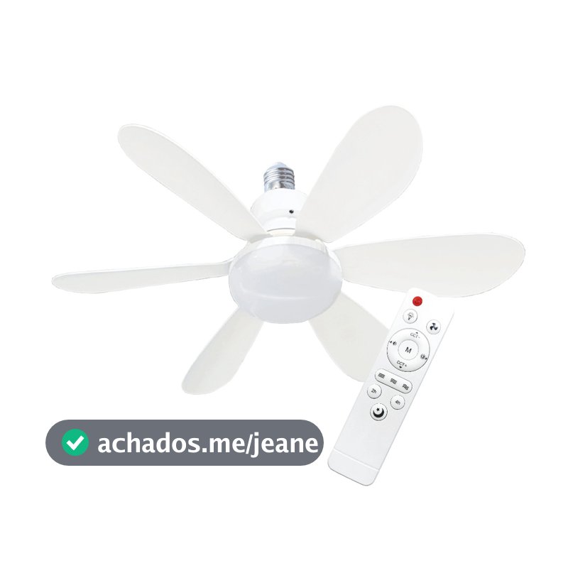 Luminária Ventilador de Teto LED 60W/80W Controle Remoto 3 Velocidades 3 Cores