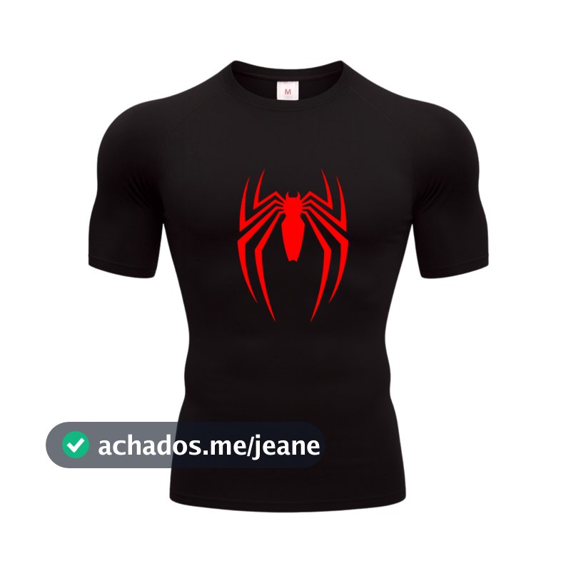 Camiseta Dry Fit Homem Aranha Manga Curta Academia Treino Camiseta Esportiva Masculino Spider Man