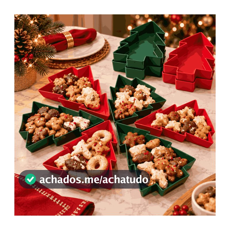 Kit 6 Tigelas Árvore de Natal 6 Peças Empilháveis Para Doces Petiscos Mesa Posta Ceia e Decoração Natalina