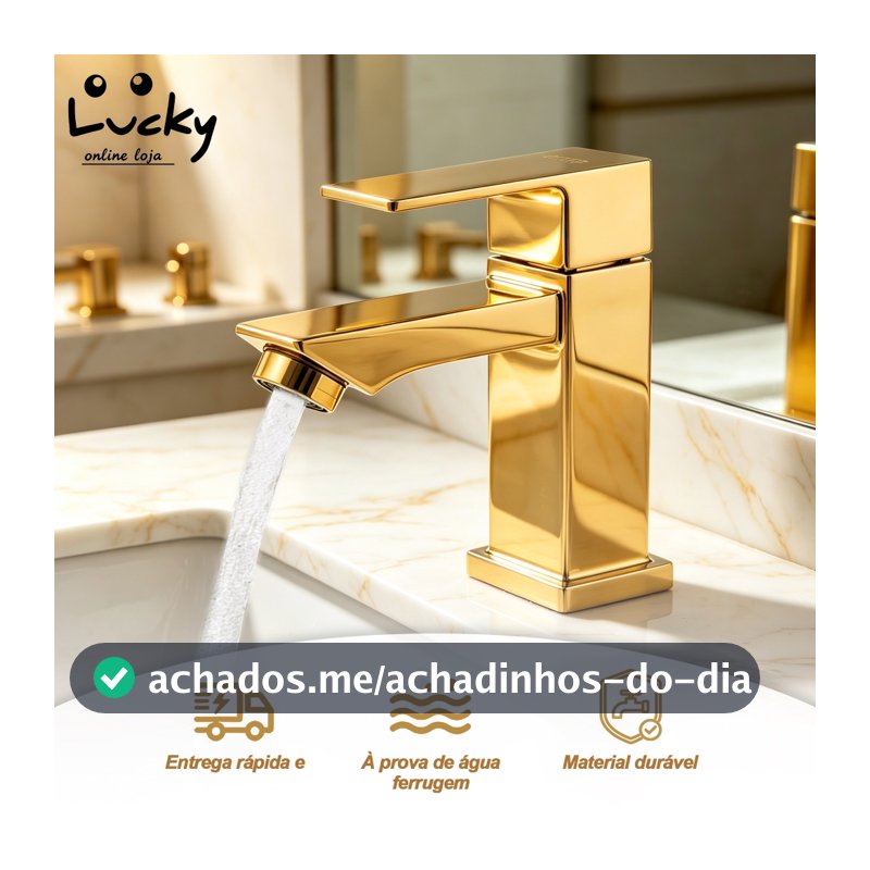 Torneira de banheiro lavabo ou pia Luxo Dourado-100% Sus304 Inox