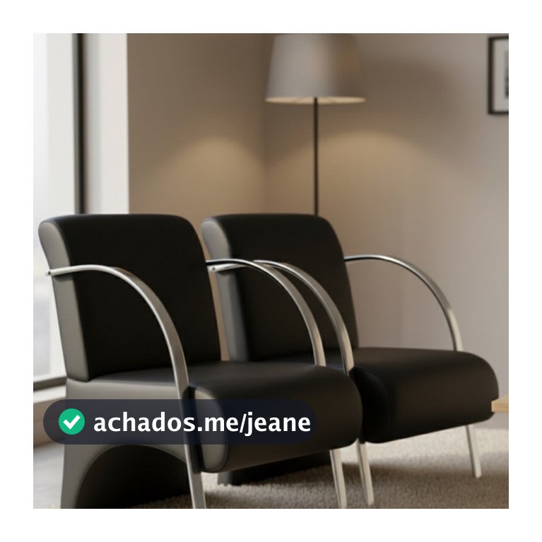 KIT 2 Poltronas Decorativas Predoli | Corino Braço Alumínio | Sala, Recepção, Loja, Consultório