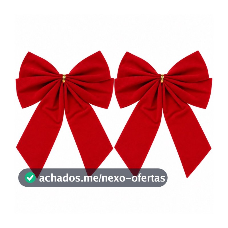 Kit 2 laços natalinos veludo vermelhos decoração natal 17x22cm