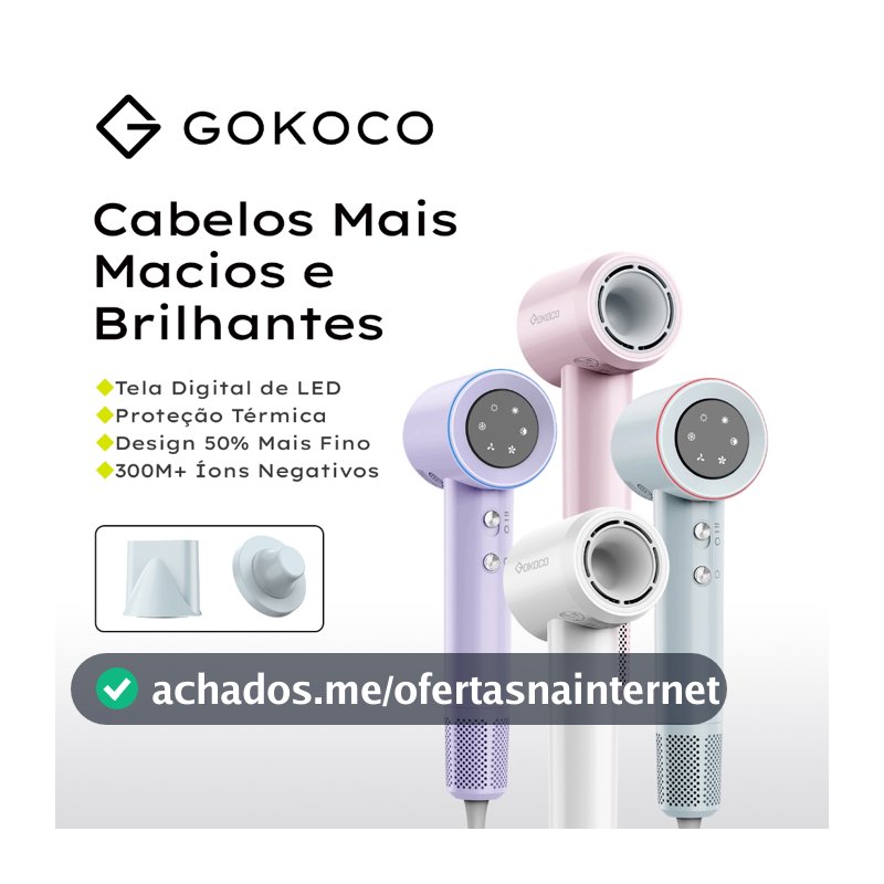 GOKOCO Secador de Cabelo de Alta Velocidade Secador de Cabelo Profissional 1500W Alta Velocida de 2Minutos Secagem Rápid