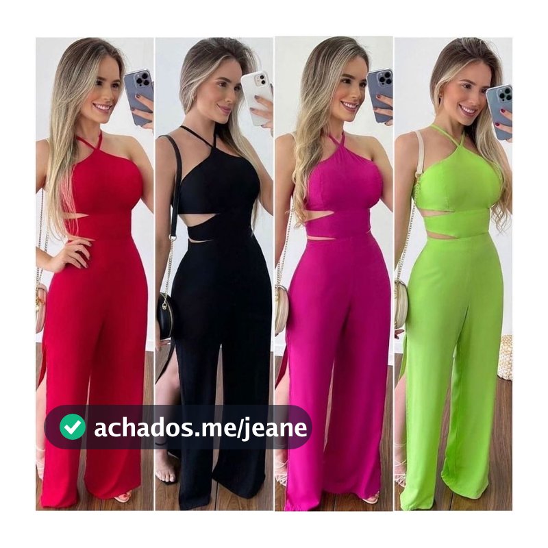 Macacão Feminino Alana  Elegante Com Recortes Laterais e Pernas Largas Moda Verão Casual Chique