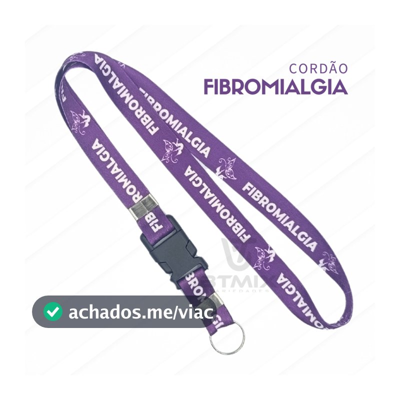 Cordão de Identificação Fibromialgia c/ Porta Crachá Transparente