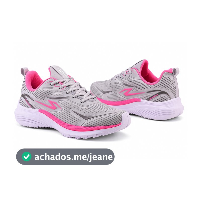 Tênis Feminino Esportivo Leve Confortável Academia Corrida Cinza Pink Ultraleve