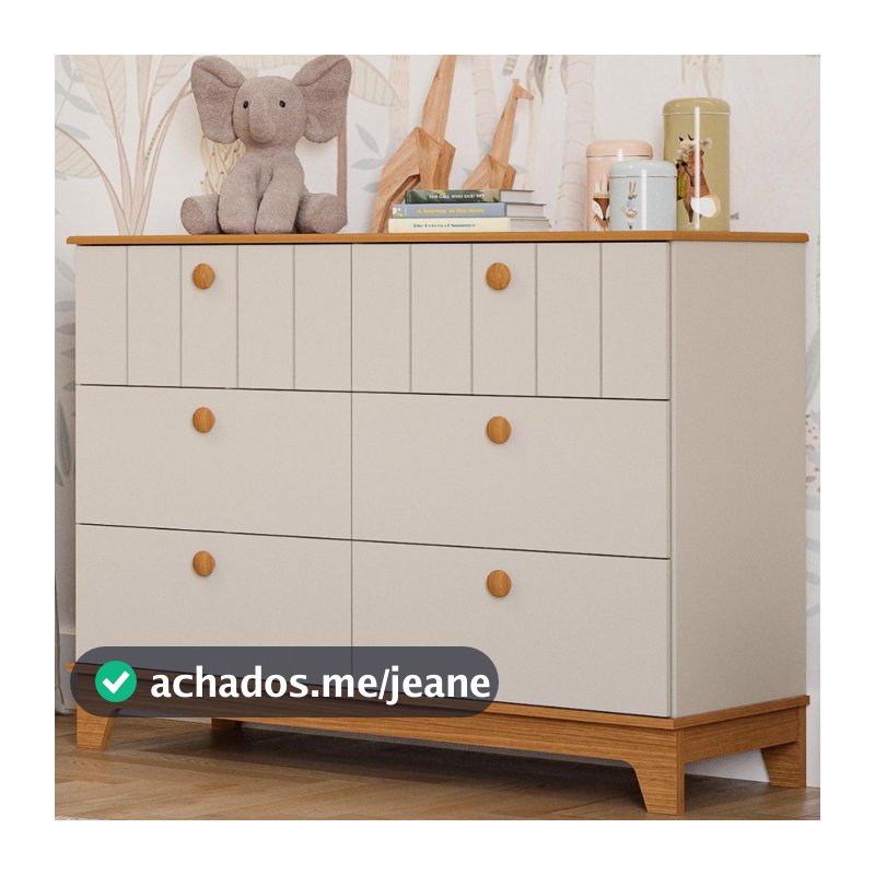 Cômoda Infantil Estilo Retrô 6 Gavetas 100% MDF Retrô