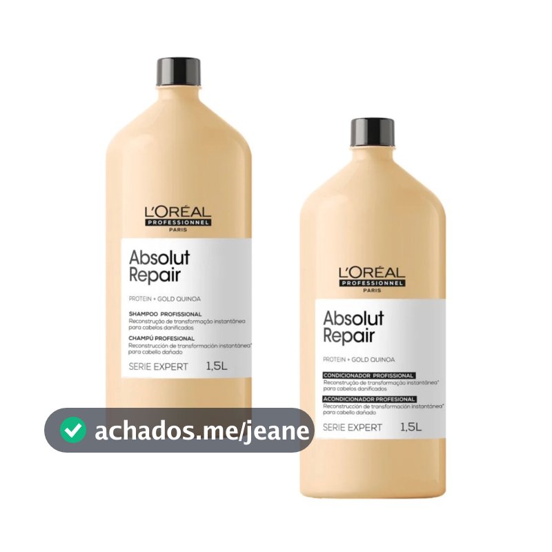 Shampoo e Condicionador Absolut Gold Quinoa L'oreal 1,5L Envio Imediato