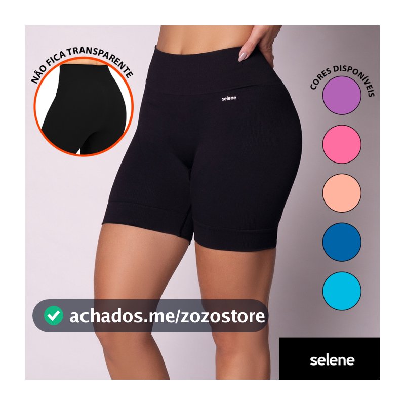 Short Legging Selene Poliamida Sem Costura Bermuda Academia Sem Zero Transparência Cós Alto Fitness