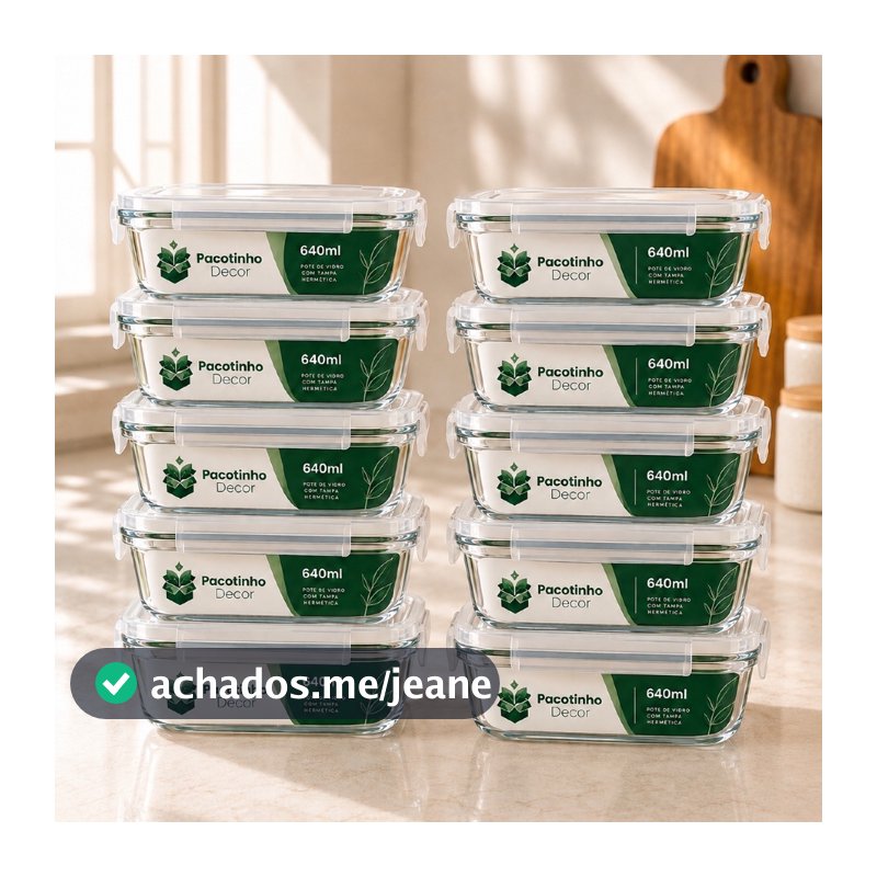 Conjunto 2/3/5/10 Potes 370/640/1040ml Vidro Hermético Mantimentos Marmita Fitness
