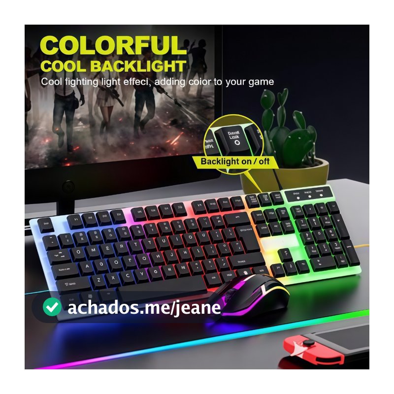 kit teclado e mouse gamer mouse teclado Teclado Semi Mecânico + Mouse Gamer 3200dpi Rgb Led -H8