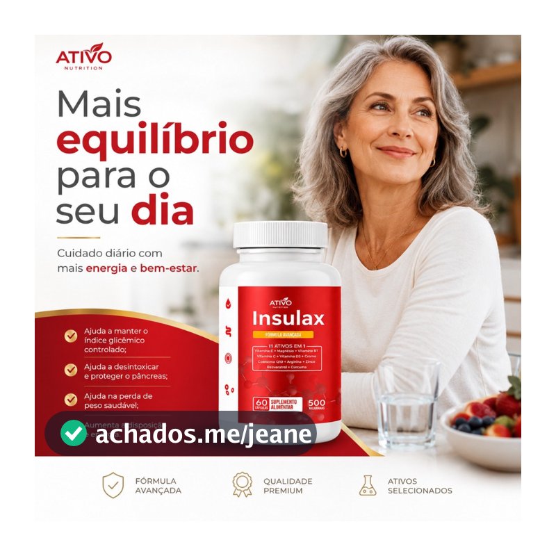 Insulax | Ativo Nutrition - 500mg - 60 Cápsulas - 11 Ativos, Vitaminas, Minerais, Antioxidante e Bem-Estar