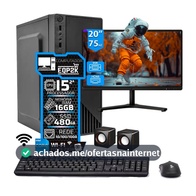 Computador Intel I5 Ssd 480gb 16gb Memória Ram Monitor 20