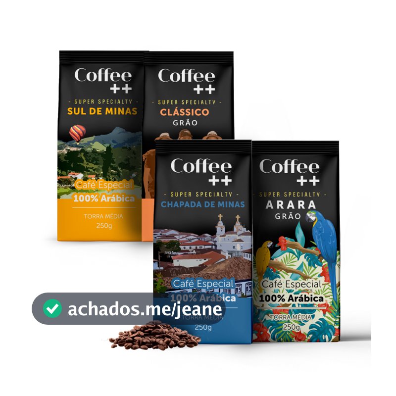 Kit 4 Pacotes Café Especial Em Grãos Coffee Mais Sul de Minas, Clássico, Chapada de Minas e Arara