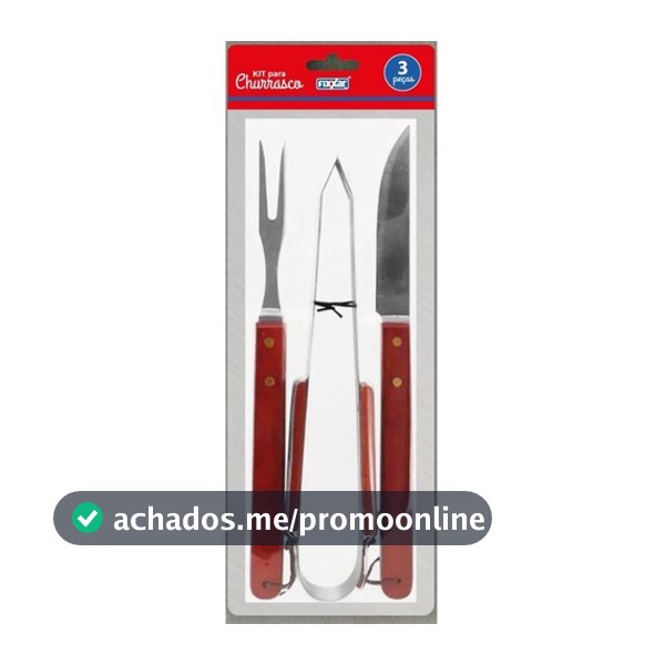 Kit Churrasco Fixxar Essencial Jogo Faca Garfo Pegador 3 Pçs Inox