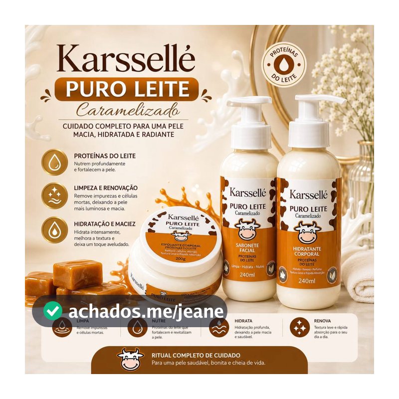 Kit Karsselle Puro Leite Caramelizado OU Produtos Individuais (Hidratante/Esfoliante/Sabonete)