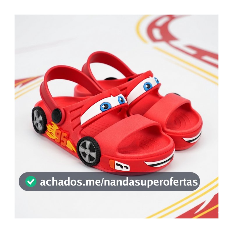 Sandália Papete Infantil Menino Carros Divertido Leve e Confortável