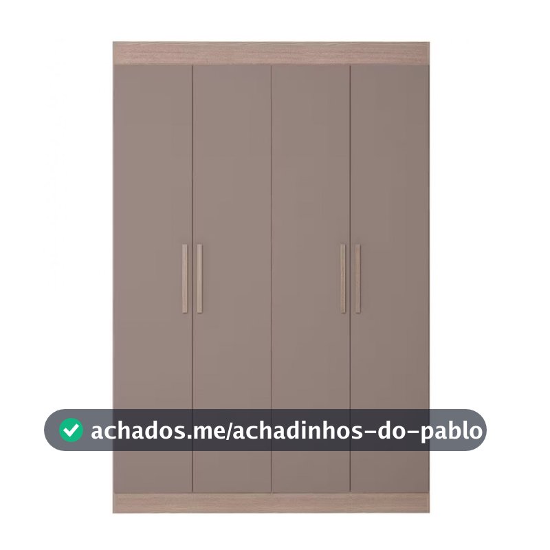 Guarda-Roupa Ville com 4 Portas 2 Gavetas e 2 Prateleiras 134cm Bartira