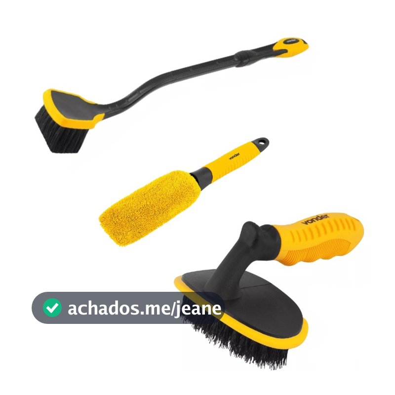 Super Kit Limpa Pneu e Roda De Carro Moto Caminhão - Kit 3 Escovas ou Compre Separado