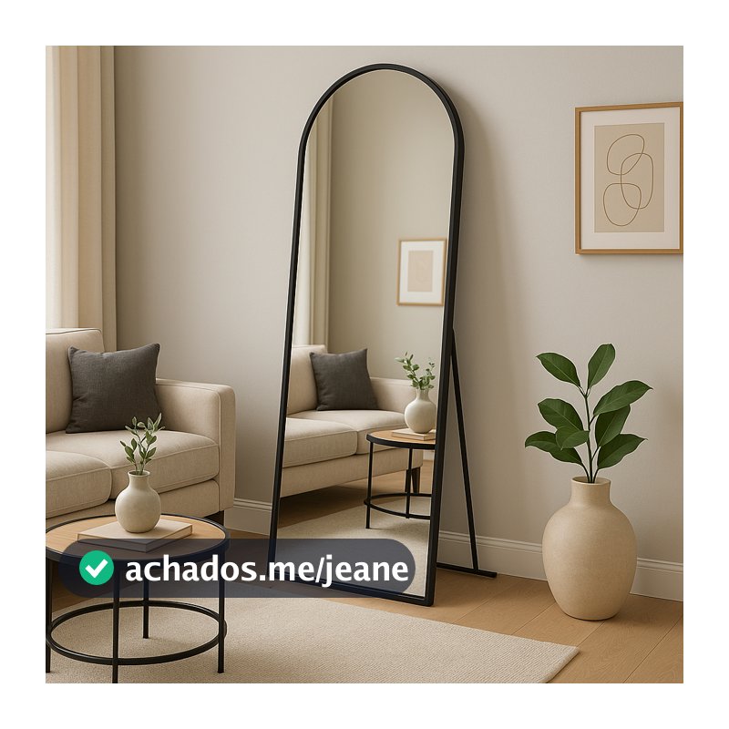 Espelho Corpo Inteiro 40cm x 120cm Grande 1,2m Portal De Chão Moldura Couro Decoração Sala Provador