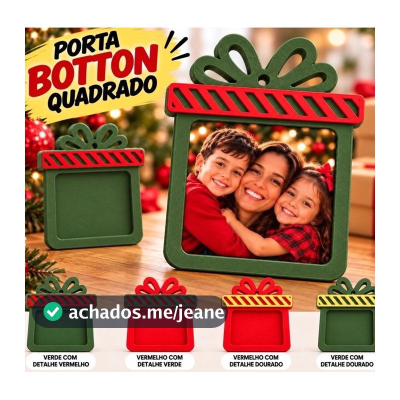 kit Insumos suprimentos porta bottons quadrado PRESENTE DE NATAL 50MM X 50MM 10 unidades
