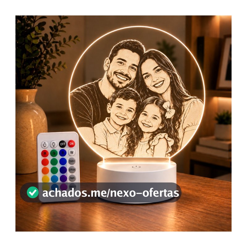 Luminária LED Personalizada Decoração Presente Foto Família Pai Mãe Namorado Multicores Criativo