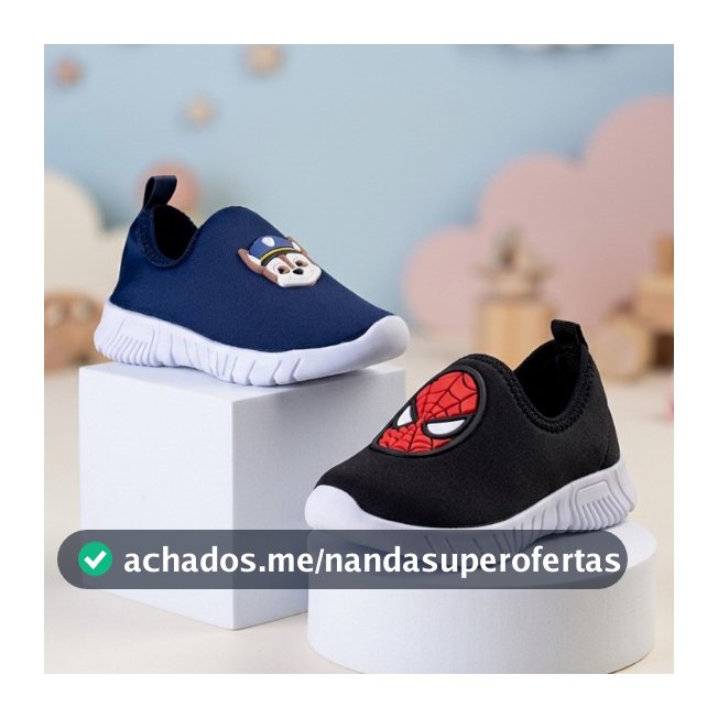 Tênis Infantil Personagem Calce Fácil Menino Patrulha Spider Morcego Antiderrapante Promoção Dia Dia