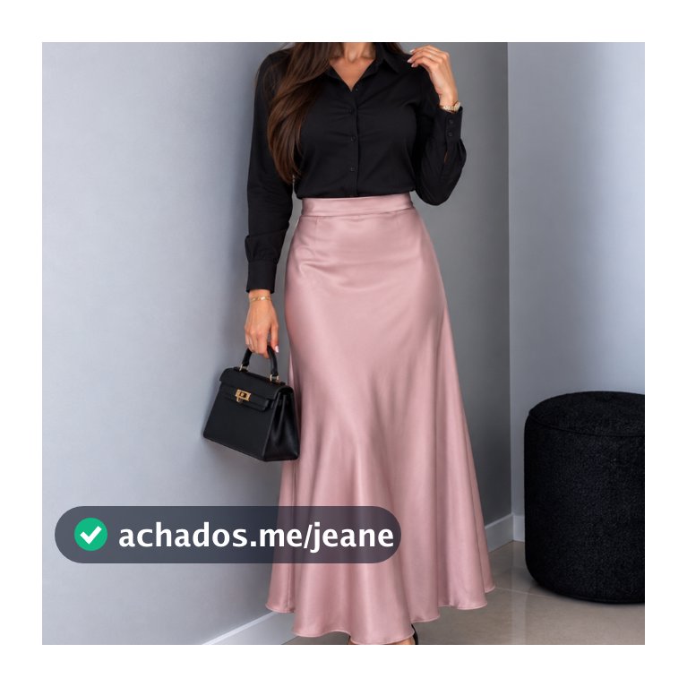 Saia Longuete Feminina em Cetim - Maxma 7108