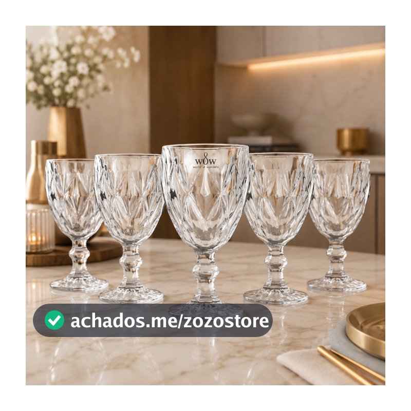 Jogo De Taças De Vidro Diamond Cristal 325ml 6 Peças