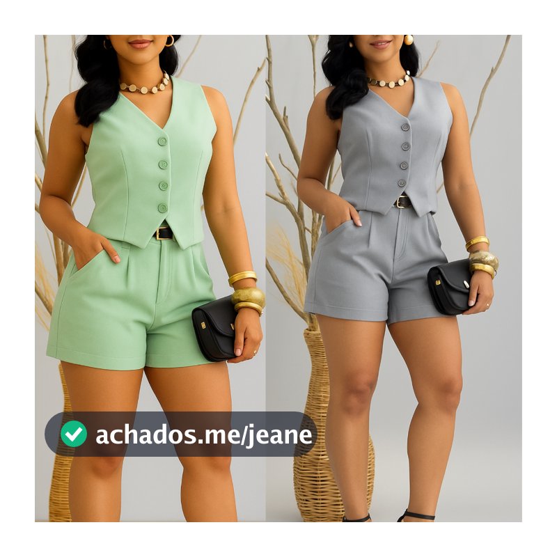 #@CONJUNTO VALENTINA,💕CONJUNTO FEMININO,SHORTS E COLETE SOCIAL MODA 2026🔥🔥