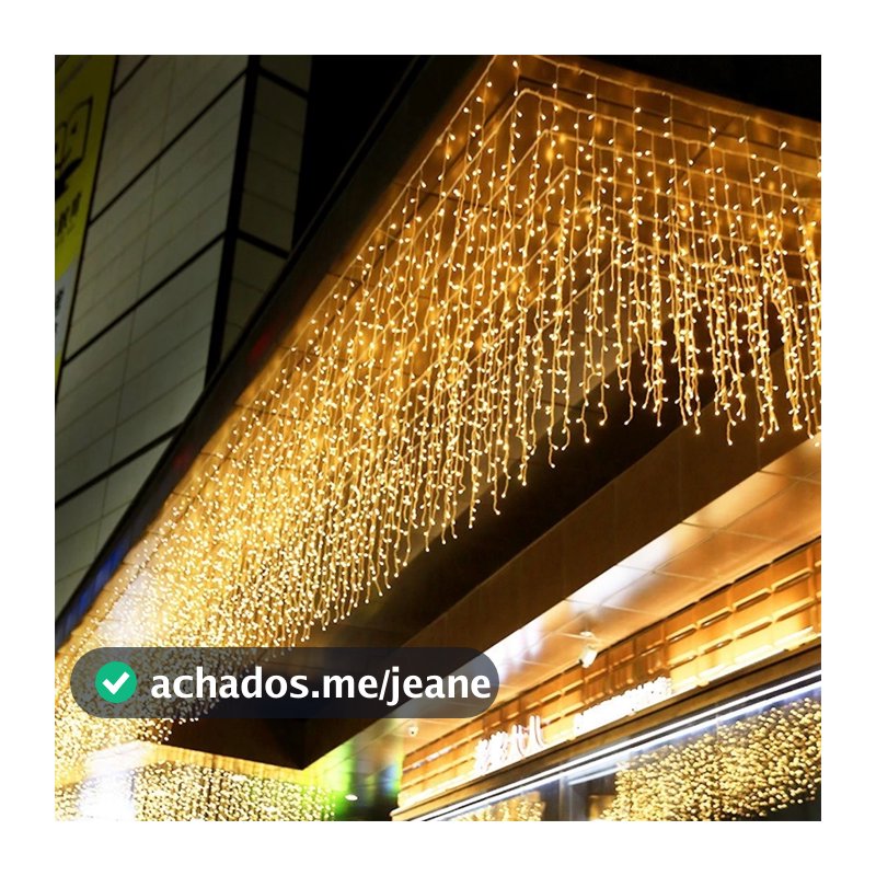 Cascata de Luzes de Natal à Prova d'Água, 10M 400 LEDs 8 Funções 220V ou 110V com Controlador, Conectores Macho e Fêmea