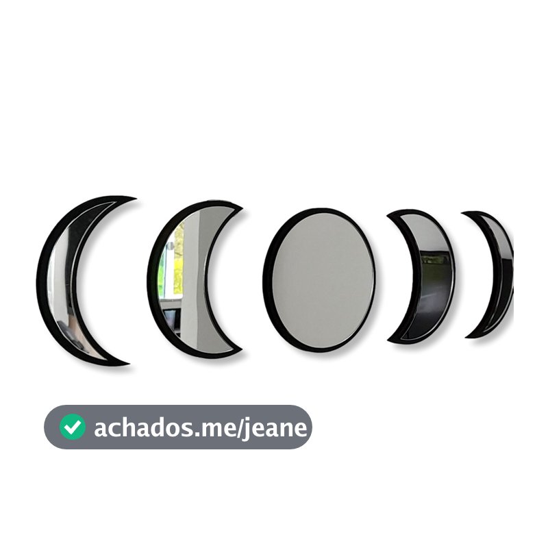 Kit 5 Peças Espelho Acrílic Fases Da Lua com Moldura MDF Decoração De Parede Sala De Estar/Quarto/Escritório Promoção