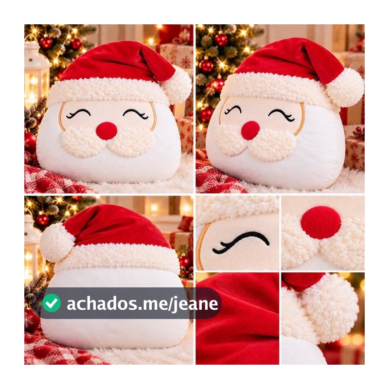 Almofada Natalina Papai Noel 25cm decoração