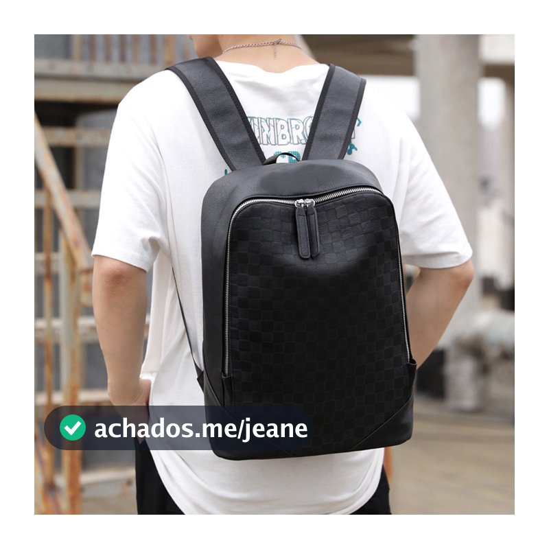 Mochila masculina impermeável de grande capacidade xadrez Casual mochila de estudante