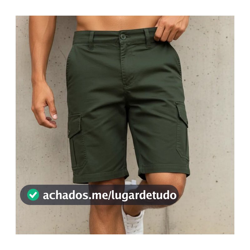 Bermuda Cargo Masculina Sarja Premium 6 Bolsos