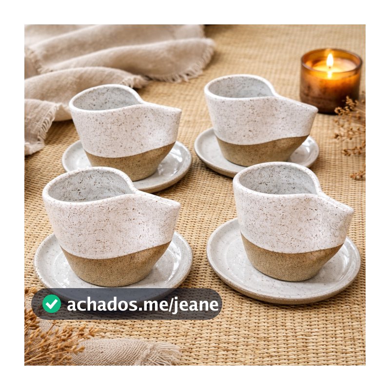Jogo de Xícaras com Pires 110ml (4 ou 6 un) Andorinha Linda Café / Chá /Louça Decoração Cozinha Casa