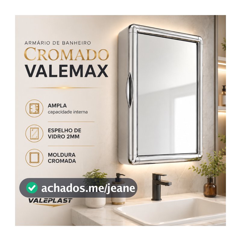 Armário Banheiro Plástico Espelho Vidro 2mm Moldura Preto Cromada Branco Espelheira Sobrepor Embutir parafusos buchas