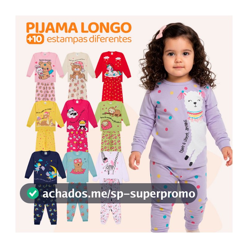 Kit Bebe 6 Peças Pijama Infantil Menina Manga Comprida Pijama Infantil longo Menina Roupa de Bebê Feminina