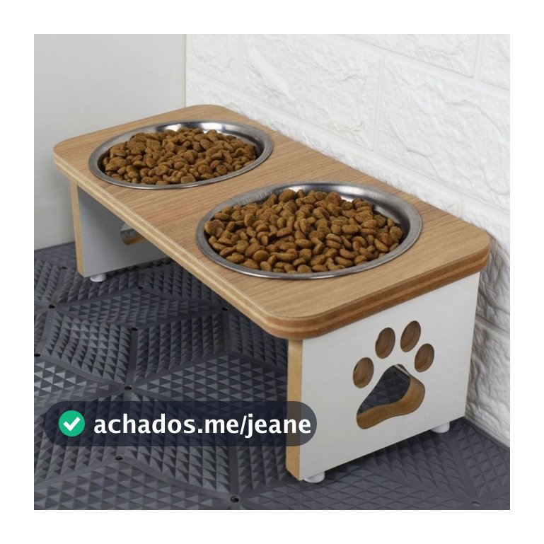 Comedouro Bebedouro PET Duplo Elevado Cachorro MDF Tigela Inox 300ml modelo Tradicional