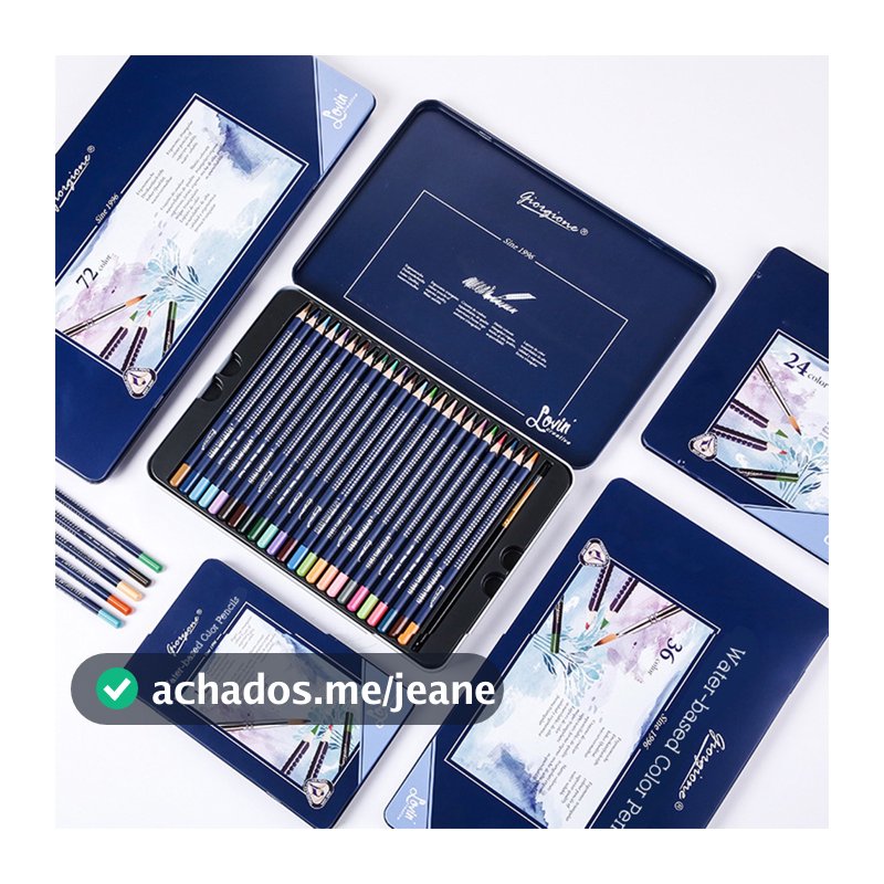 K-MIME Kit Lapis De Cor 12/24/36/48/72 Cores Profissional Lápis Aquarela Lápis De Cor Solúvel em água Caixa de Ferro Embalada desenho de papelaria Colored Pencils