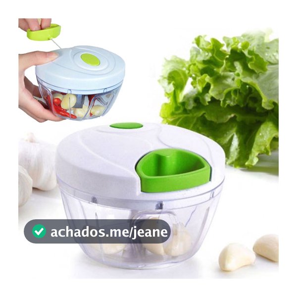 Mini Processador Plástico Resistente Manual Alimentos Triturador 3 Laminas Inox