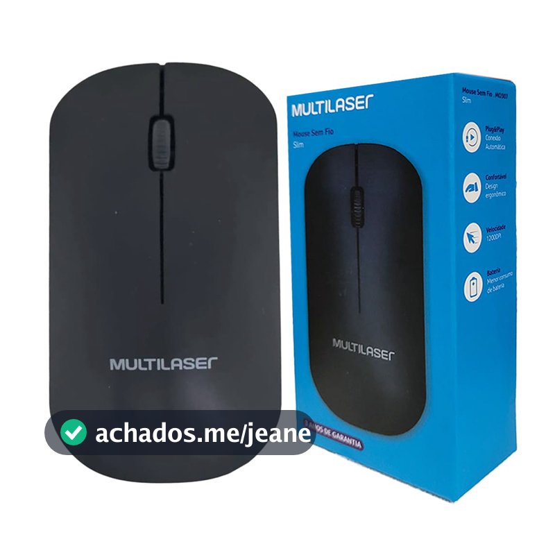 Mouse Sem Fio Ultrafino Slim USB Óptico para PC Computador Notebook 1200 DPI Ergonômico  Sem Fio
