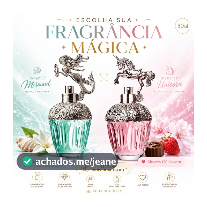Perfume Delikad Secret of Mermaid e Mystery of Unicorn 50ml Escolha Individual ou Kit