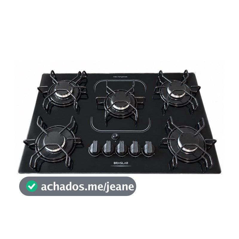 Fogão cooktop 5 bocas a gas bivolt acendimento automático Braslar