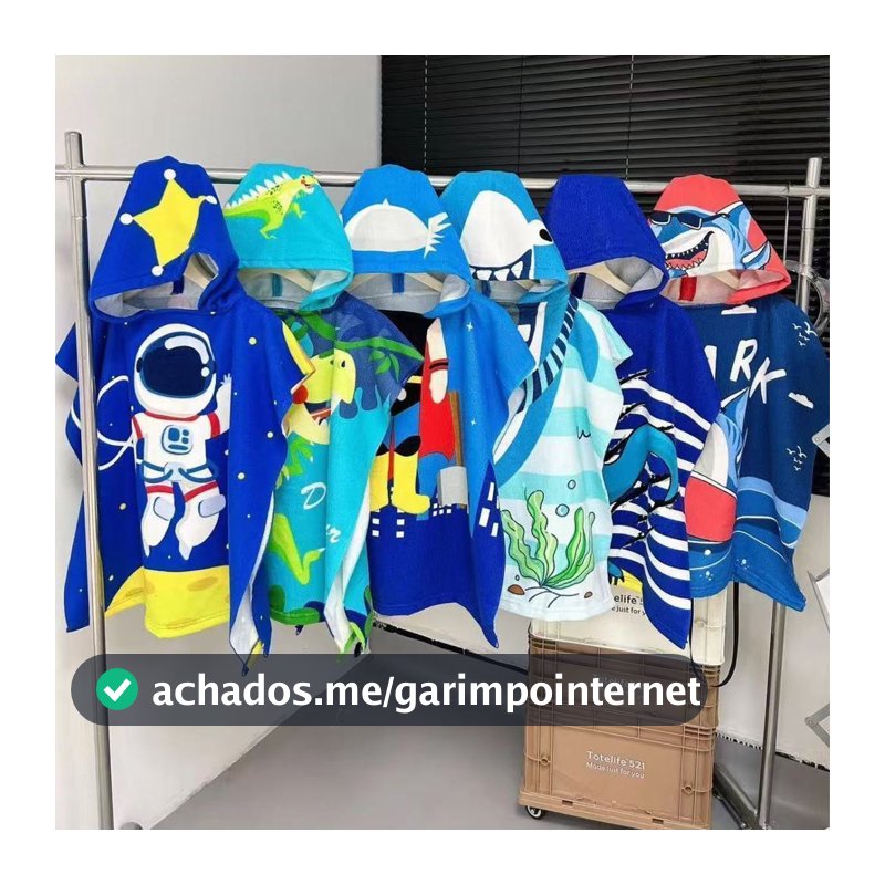 Roupão Infantil Menino E Menina Poncho Dinossauro Atoalhado Divertido Roupa de Banho Toalha Infantil Verão