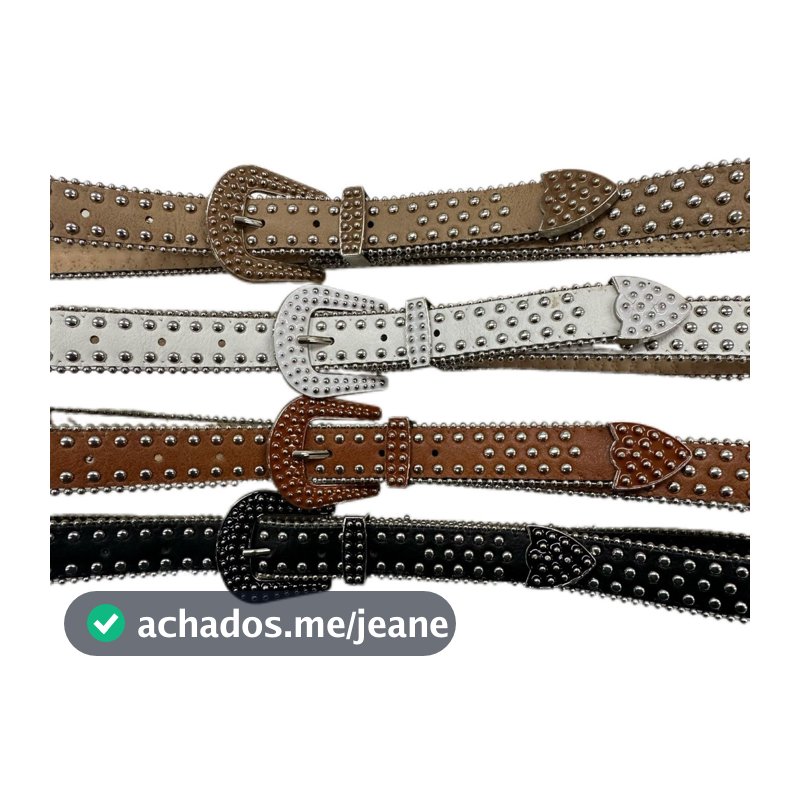 Cinto Estilo Country Unissex Detalhe Metal Bolinhas Moda
