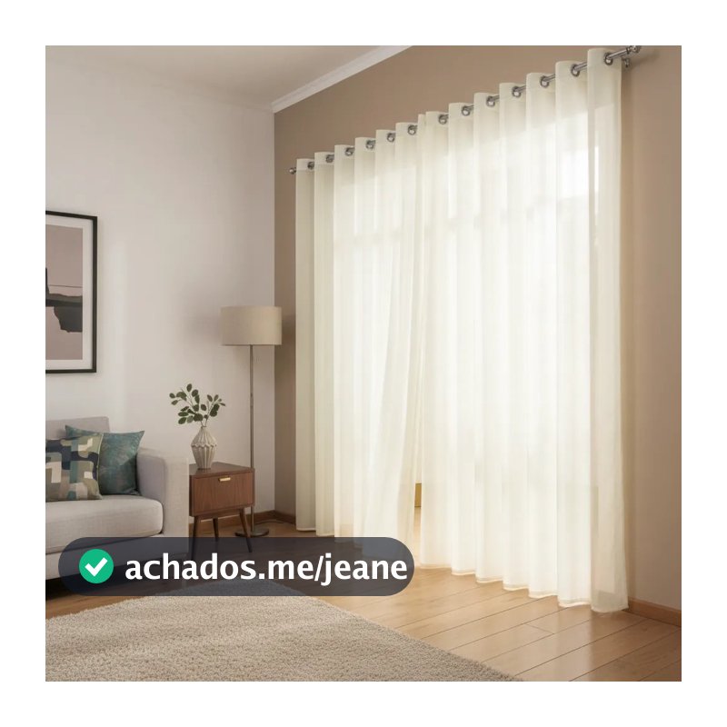 Cortina de Voil Básica Transparente Varão Ilhóses Luz Natural para Salas ou Quartos