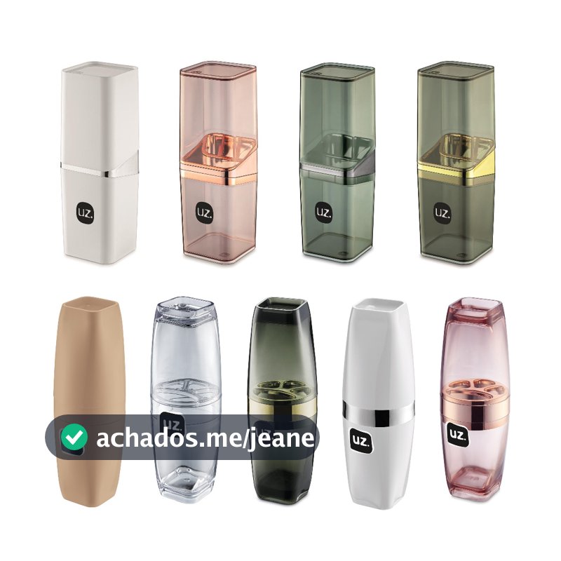 Porta Escova de Dentes Luxo com Tampa Slim Branco Fume ou Rose - UZ Utilidades