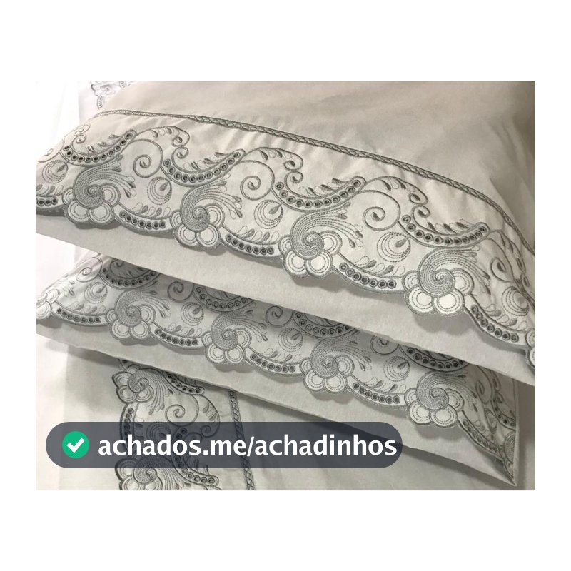 Par Fronhas Bordadas 100% Algodão Percal 200 Fios Bordado Richilieu