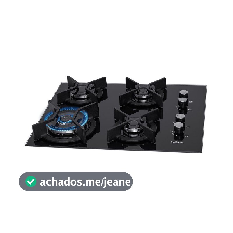 Cooktop A Gás Fischer 4 Bocas Tripla Chama Mesa Vidro 26297-57076 Bivolt